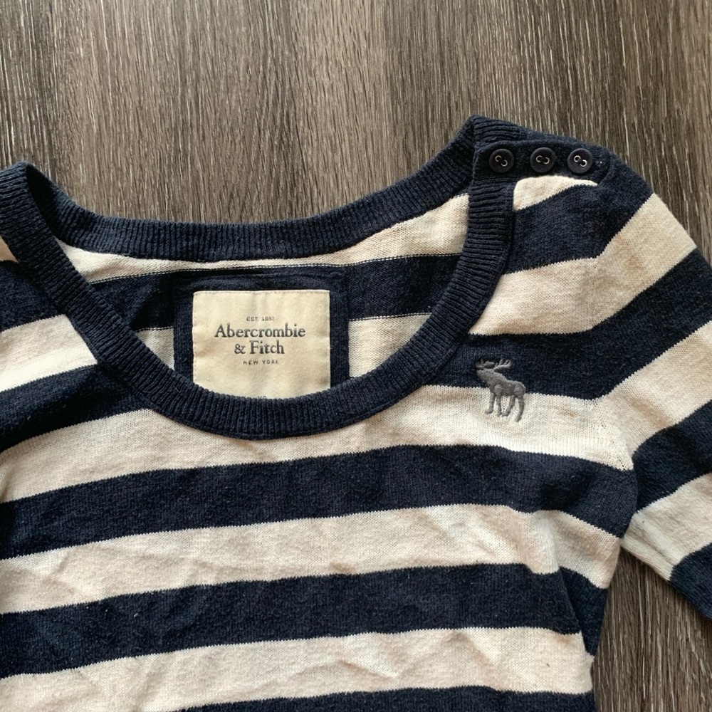Abercrombie And Fitch Stripe Sweater Navy Blue Xs - image 3